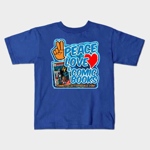 CCG PeaceLoveComicBooks Kids T-Shirt by Comic Collectors Guild 